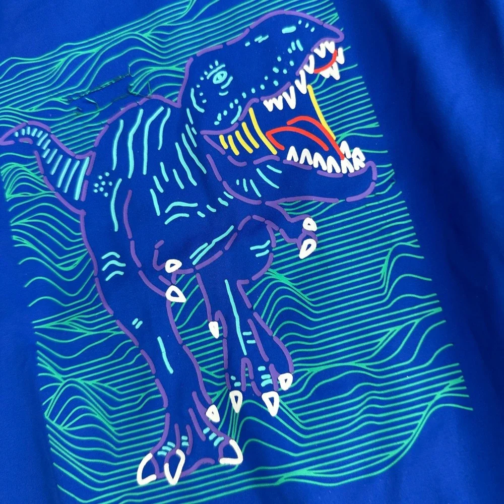 Hanna Andersson Rash Guard Kids‎ 10 Blue Dinosaur Graphic Long Sleeve Swim Shirt